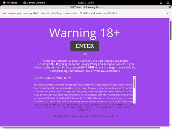 Cali Teens Sign Up Page