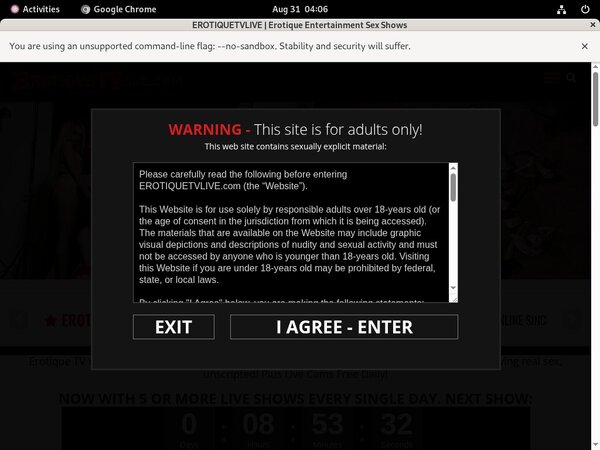 Signup For Erotique TV With Paypal